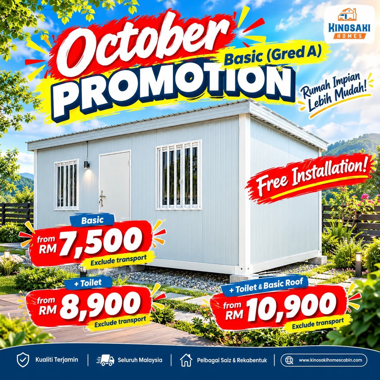 Poster promosi Oktober 2026 Basic Cabin (Gred A) dengan harga pakej