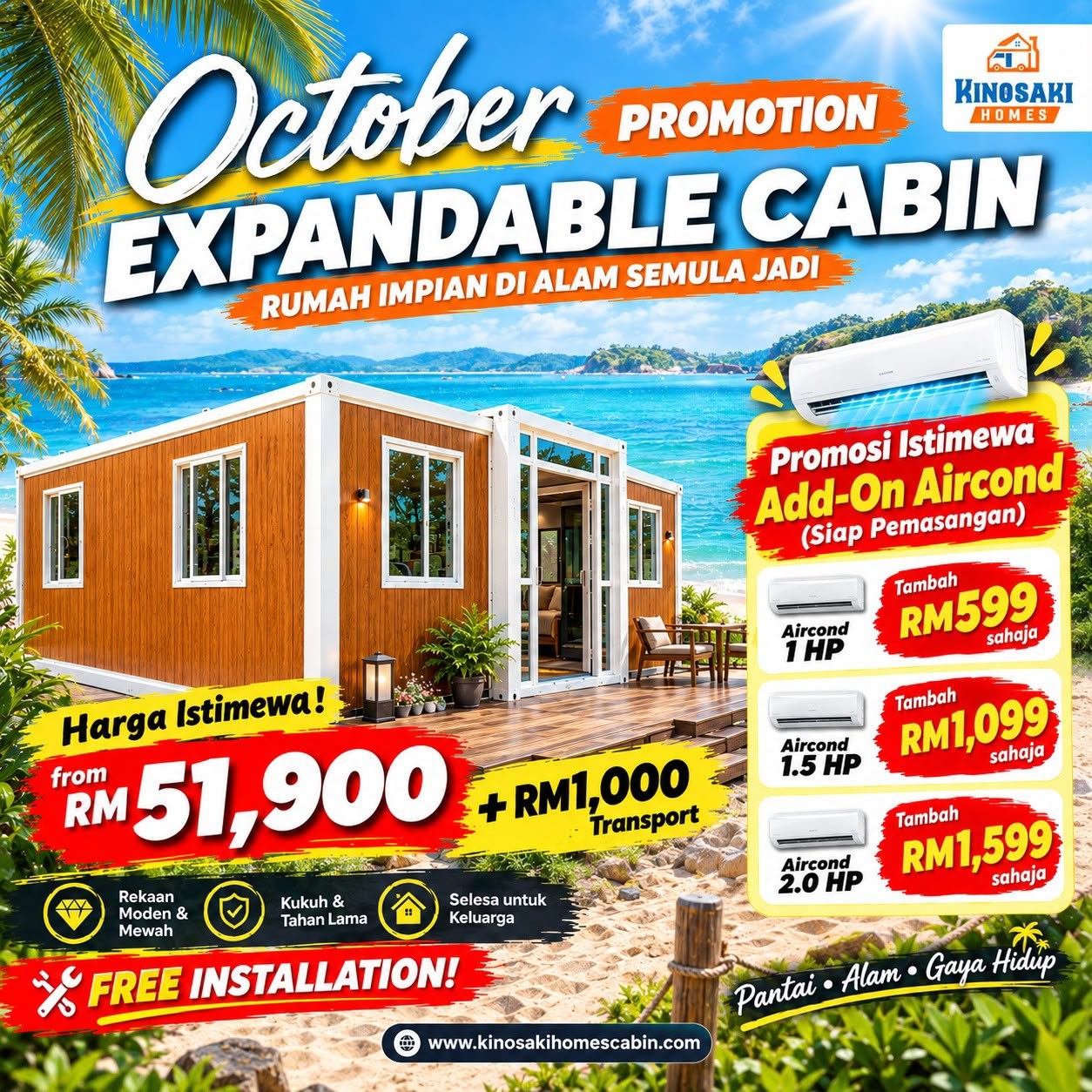 Poster promosi Oktober 2026 Expandable Cabin dengan harga pakej