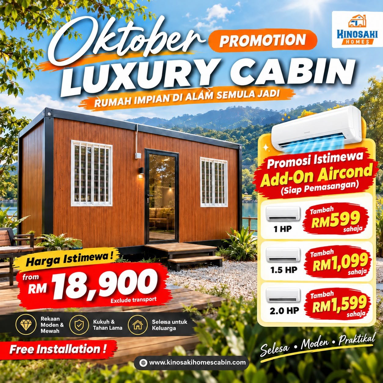 Poster promosi Oktober 2026 Luxury Cabin dengan harga pakej