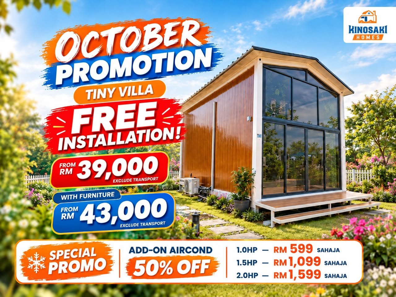Poster promosi Oktober 2026 Tiny Villa dengan harga pakej
